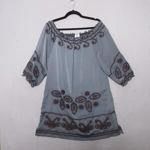 Ivy Jane Dress Small Floral Embroidered Shift Boho Relaxed Fit Beach‎ Vacation
